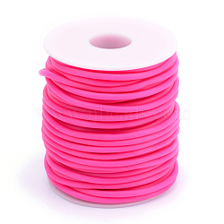 Hollow Pipe PVC Tubular Synthetic Rubber Cord, Wrapped Around White Plastic Spool, Camellia, 4mm, Hole: 2mm, about 16.4 yards(15m)/roll(RCOR-R007-4mm-11)