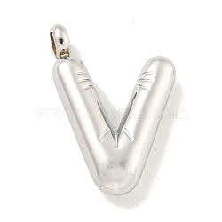 Non-Tarnish 304 Stainless Steel Pendants, Letter Charm, Stainless Steel Color, Letter V, 25.5x16.5x5.5mm, Hole: 3mm(STAS-C102-16P-V)