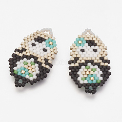 MIYUKI & TOHO Handmade Japanese Seed Beads Links, Girl Pattern, Black, 30x17x2mm, Hole: 1~2mm(X-SEED-G002-232-2)