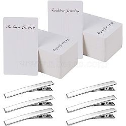 DIY Hair Accessories Making, with Iron Flat Alligator Hair Clip Findings and Cardboard Display Cards, Platinum, Hair Clip: 46x8mm, 20pcs/set(IFIN-NB0001-17P)