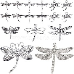 52Pcs Tibetan Style Alloy Big Pendants, Cadmium Free & Lead Free, Dragonfly, Antique Silver, 15.5~58x18.5~66.5x2~3.5mm, Hole: 2~5mm, about 8 style/box(TIBE-SC0009-33)
