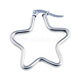 Stainless Steel Hoop Earrings, Star, Stainless Steel Color, 12 Gauge, 40x40x2mm(STAS-TAC0001-13B-P)