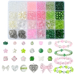 DIY Beads & Pendants Kits, Including Acrylic Beads, Alloy Pendants, ABS Plastic Imitation Pearl Beads, Mixed Color, 2.5~23x2.5~22x2~13mm, Hole: 1~3mm(DIY-FS0006-62)