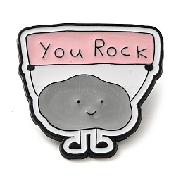 You Rock Cartoon Man Alloy Enamel Pins Brooches, Gray, 29x29.5mm(JEWB-U009-07)