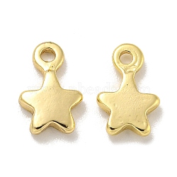 Rack Plating Brass Charms, Long-Lasting Plated, Lead Free & Cadmium Free, Star, 9.5x6.5x2mm, Hole: 1.4mm(KKB-L075-013LG-01)