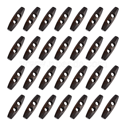 50Pcs 2-Hole Wood Buttons, Horn Toggle Buttons, Coconut Brown, 40x12mm, Hole: 6mm(BUTT-UN0001-28A-01)