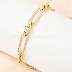 Rectangle Brass Link Chain Bracelets for Women, Long-Lasting, Rack Plating Plated, Lead Free & Cadmium Free, Real 18K Gold Plated, 7.99 inch(20.3cm)(BJEW-F531-03G)