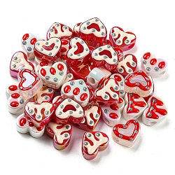 Valentine's Day Acrylic Enamel European Beads, Large Hole Beads, Heart, Red, 14.6x17.8x8.3mm, Hole: 4.5mm(OACR-L001-01)