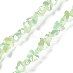 Electroplate Butterfly Glass Beads Strands, AB Color Plated, Light Green, 8x10x5.5mm, Hole: 1.2mm, about 100pcs/strand, 29.13''(74cm)(EGLA-A036-08A-AB01)