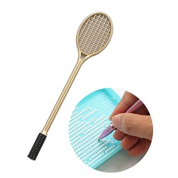 Racket Shape Plastic Diamond Painting Point Drill Pen, Painting Craft Accessories Embroidery Tool, Gold, 19.1x4x0.7~1cm