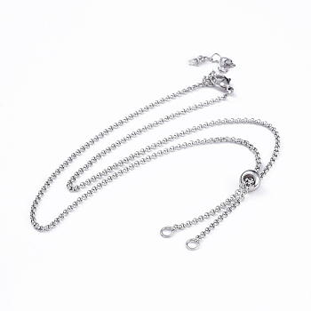 304 Stainless Steel Rolo Chain Lariat Necklace Making, Stainless Steel Color, Single Chain: 10.2 inch(26cm), Total Length: 20.4 inch(52cm)
