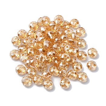AB Color Plated Glass Beads, Faceted Rondelle, BurlyWood, 6x4mm, Hole: 1.4mm