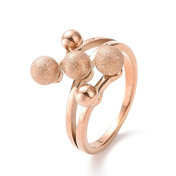 Ion Plating(IP) 304 Stainless Steel Round Ball Finger Ring for Women, Rose Gold, US Size 6 3/4~9(17.1~18.9mm)