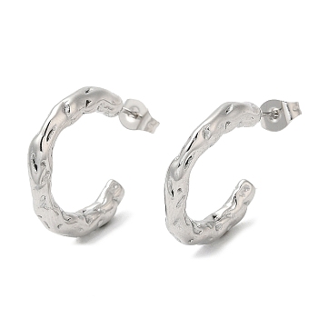 304 Stainless Steel Ring Stud Earrings, Half Hoop Earrings, Stainless Steel Color, 21x3mm