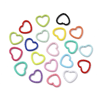 Iron Linking Ring, Openable, Textured Heart, Mixed Color, 12x9mm