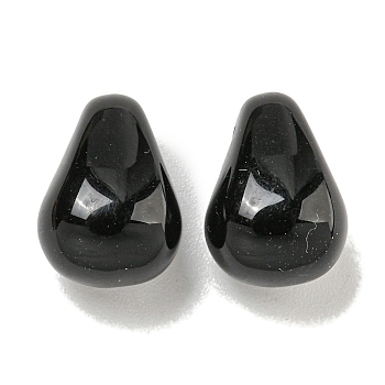 Opaque Acrylic Pendants, Teardrop Charms, Black, 12.5x8.5x7mm, Hole: 1.5mm, about 1190pcs/500g