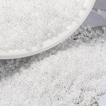 MIYUKI Round Rocailles Beads, Japanese Seed Beads, (RR420) White Pearl Ceylon, 15/0, 1.5mm, Hole: 0.7mm, about 5555pcs/10g