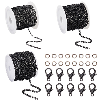 Elite DIY Chain Necklace Bracelet Making Kit, Including Iron Curb Chains & Jump Rings, Alloy Lobster Claw Clasps, Mixed Color, Chains: 12 Yards/set