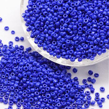 6/0 Glass Seed Beads, Grade A, Round, Opaque Colours, Blue, 3.6~4.0mm, Hole: 1.2mm, about 5000pcs/pound