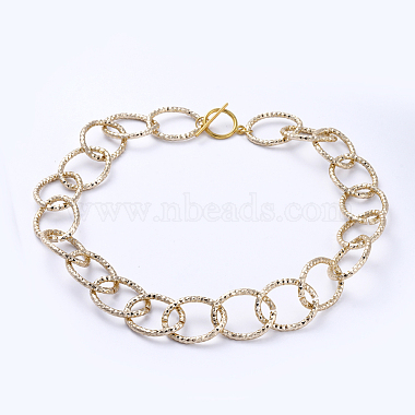Pulseras y collares de cadena de cable con textura de aluminio conjuntos de joyas(SJEW-JS01094-03)-7