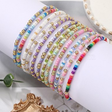 Armb&auml;nder aus Glasperlen und Messing(BJEW-SW00155)-7