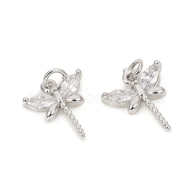 Platinum Clear Dragonfly Brass+Cubic Zirconia Charms