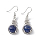 Natural Lapis Lazuli Gourd Dangle Earrings with Crystal Rhinestone(EJEW-A092-04P-10)-1