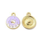 Alloy Enamel Pendants, Donut Charm, Golden, Lilac, 19x15x2mm, Hole: 2mm(ENAM-J650-08G-04)