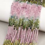 Gradient Color Natural Multicolor Tourmaline Beads Strands, Round, Faceted, 2.5x2mm, Hole: 0.5mm, about 155~157pcs/strand, 12.40''~12.68''(31.5~32.2cm)(G-Z152-C01-2mm)