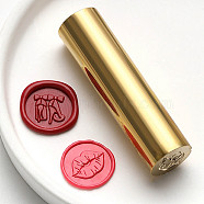 Double-Sided Engraving Wax Seal Brass Stamp, Golden, for Envelope, Card, Gift Wrapping, Lip, 57x15mm(AJEW-C031-02E)