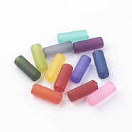 Transparent Acrylic Beads, Frosted, Column, Mixed Color, 13x5mm, Hole: 1.5mm(X-FACR-S055-M)