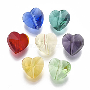 Transparent Glass Beads, Faceted, Heart, Mixed Color, 10x10x7mm, Hole: 1.2mm(GLAA-Q078-01)