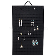 Soft Felt Wall-Mounted Earring Hanging Display Bags, Earring Organizer Holder, Holds Up to 300 Pairs, Rectangle, Black, 65cm(EDIS-WH0005-35)