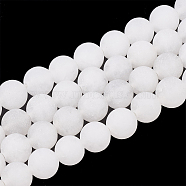 Natural White Jade Beads Strands, Frosted, Round, 4mm, Hole: 1mm, about 96pcs/strand, 15.5 inch(G-T106-321)