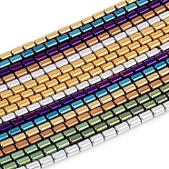 Vacuum Plating Non-magnetic Synthetic Hematite Beads Strands, Column, Mixed Color, 5x3mm, Hole: 0.8mm, about 82pcs/Strand, 15.94 inch(40.5cm)(G-F682-10)