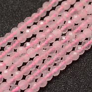 Natural Rose Quartz Beads Strands, Faceted, Round, 3mm, Hole: 0.5~0.6mm, about 120pcs/strand, 15.3~15.7 inch(39~40cm)(X-G-F460-35)