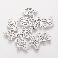 201 Stainless Steel Charms, Bird of Peace, Stainless Steel Color, 10x13x1.1mm, Hole: 1.5mm(STAS-Q201-T482)
