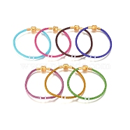 Braided Stainless Steel Wire European Style Bracelets Making, with Silicone Beads and Brass Clasps, Long-Lasting Plated , Mixed Color, 7-1/4 inch(18.3cm), 2.3mm(AJEW-D047-02A-G)