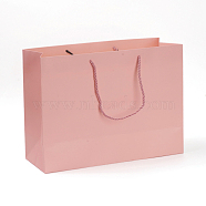Kraft Paper Bags, Gift Bags, Shopping Bags, Wedding Bags, Rectangle with Handles, Pink, 260x350x131mm(CARB-G004-A04)