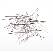 Platinum Color Brass Flat Head Pins Fit Jewelry Making Findings, Cadmium Free & Nickel Free & Lead Free, Size: about 0.75~0.8mm thick, 5.0cm long, head: 2mm(X-HP5.0cmCY-NF)