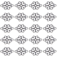 100Pcs Tibetan Style Connector Charms, Lead Free and Cadmium Free, Flower Links, Antique Silver, 18x13x1mm, Hole: 2mm(TIBE-SC0007-13)