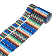 2Rolls 2 Styles Stripe Pattern Printed Polyester Grosgrain Ribbon, for DIY Bowknot Accessories, Colorful, 1roll/style(OCOR-TA0001-37G)