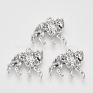 Tibetan Style Alloy Pendants,  Cadmium Free & Lead Free, Wolf, Antique Silver, 18x19.5x3mm, Hole: 1mm(X-TIBEP-T009-33AS-RS)