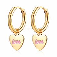 Stylish Stainless Steel LOVE Heart Pendant Earrings for Women's Daily Wear(JK4182-1)