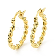 Brass Twist Rope Hoop Earrings for Women, Lead Free & Cadmium Free & Nickel Free, Real 18K Gold Plated, 28x24x4mm, Pin: 0.5mm(EJEW-A070-16G)