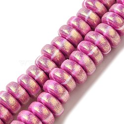 Handmade Polymer Clay Beads Strands, with Glitter Powder, Rondelle, Medium Violet Red, 7~7.5x3~3.5mm, Hole: 1.6mm, about 116~118pcs/strand, 15.55~15.94''(39.5~40.5cm)(CLAY-H006-03L)