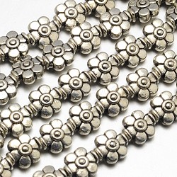 Tibetan Style Flower Alloy Bead Strands, Lead Free & Cadmium Free & Nickel Free, Antique Silver, 9x8x5mm, Hole: 1.5mm, about 23pcs/strand, 8 inch(TIBEB-O007-04-NR)