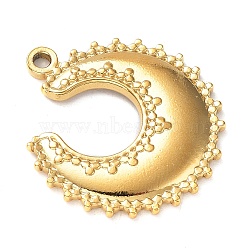 Ion Plating(IP) 304 Stainless Steel Pendants, Double Horn/Crescent Moon Charm, Real 18K Gold Plated, 27x24x2.5mm, Hole: 2mm(STAS-M323-41G)