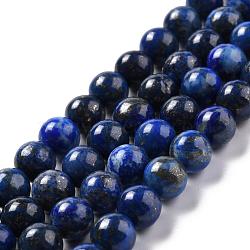 Natural Lapis Lazuli Bead Strands, Round, 8mm, Hole: 1mm, about 49pcs/strand, 15.5 inch(395mm)(G-G953-04-8mm)