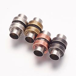 304 Stainless Steel Magnetic Clasps with Glue-in Ends, Column, Mixed Color, 16x10mm, Hole: 6mm(STAS-F124-02)